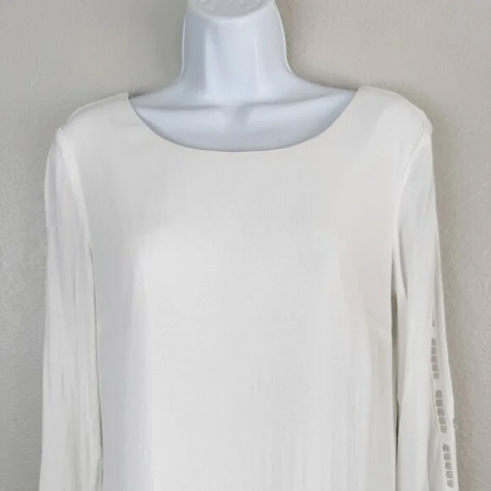 Lulus white Bloomfield open long‎ sleeve shift dress M